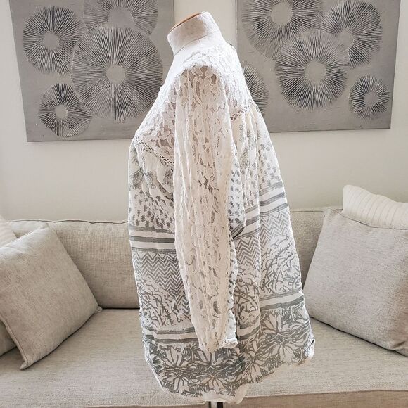 🌹 FREE PEOPLE 🌹 Sun Daze Lace Detail Minidress - [Large, Ivory/Green] - Picture 8 of 15